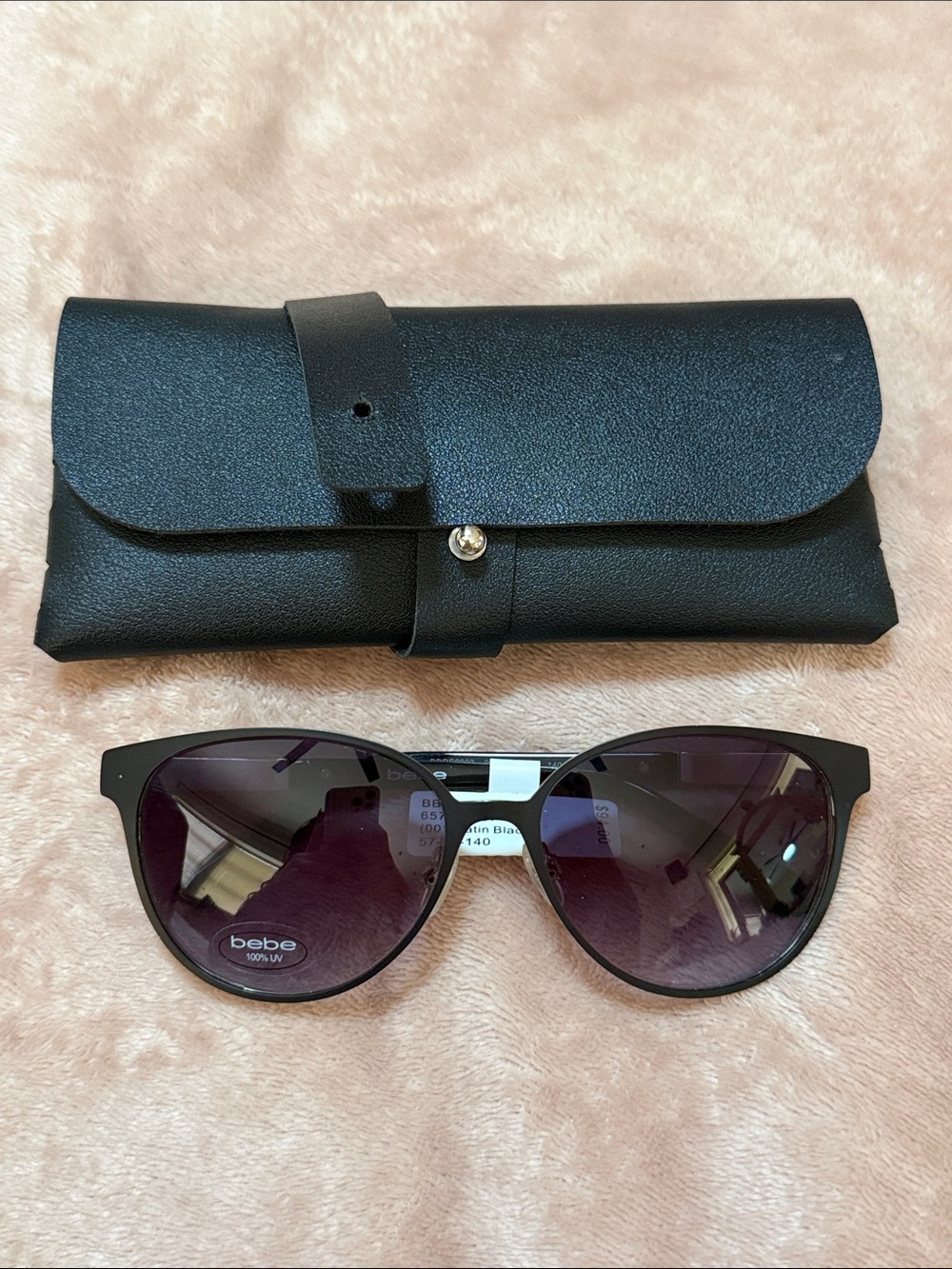 bebe Black Sunglasses with Dark Purple Gradient Lenses